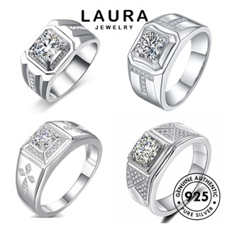 Laura Jewelry แหวนเงิน 925 ประดับเพชรโมอิส เรียบง่าย สําหรับผู้ชาย M081