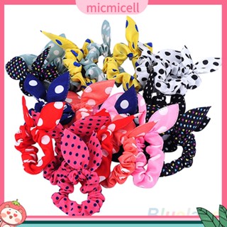 [MMC] ยางรัดผม หูกระต่าย ลายจุด สไตล์เกาหลี สําหรับมัดผมหางม้า 10 ชิ้น
