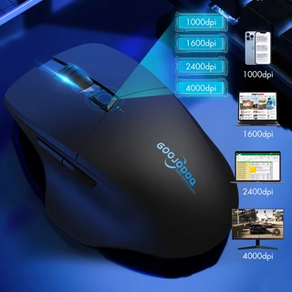 GOOJODOQ เมาส์ไร้สาย Bluetooth 2.4G 4000 DPI ชาร์จเงียบ ใช้กับแล็ปท็อป/แท็บเล็ต/Android gaming
