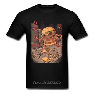 เสื้อยืด แขนสั้น พิมพ์ลาย Big Hamburg Monster Burgerzilla สําหรับผู้ชาย