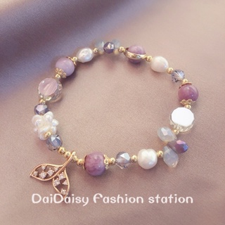 Daidaisy √♥ สร้อยข้อมือ ประดับลูกปัดคริสตัล สีสันสดใส แบบเรียบง่าย แฟชั่นสําหรับผู้หญิง และนักเรียน