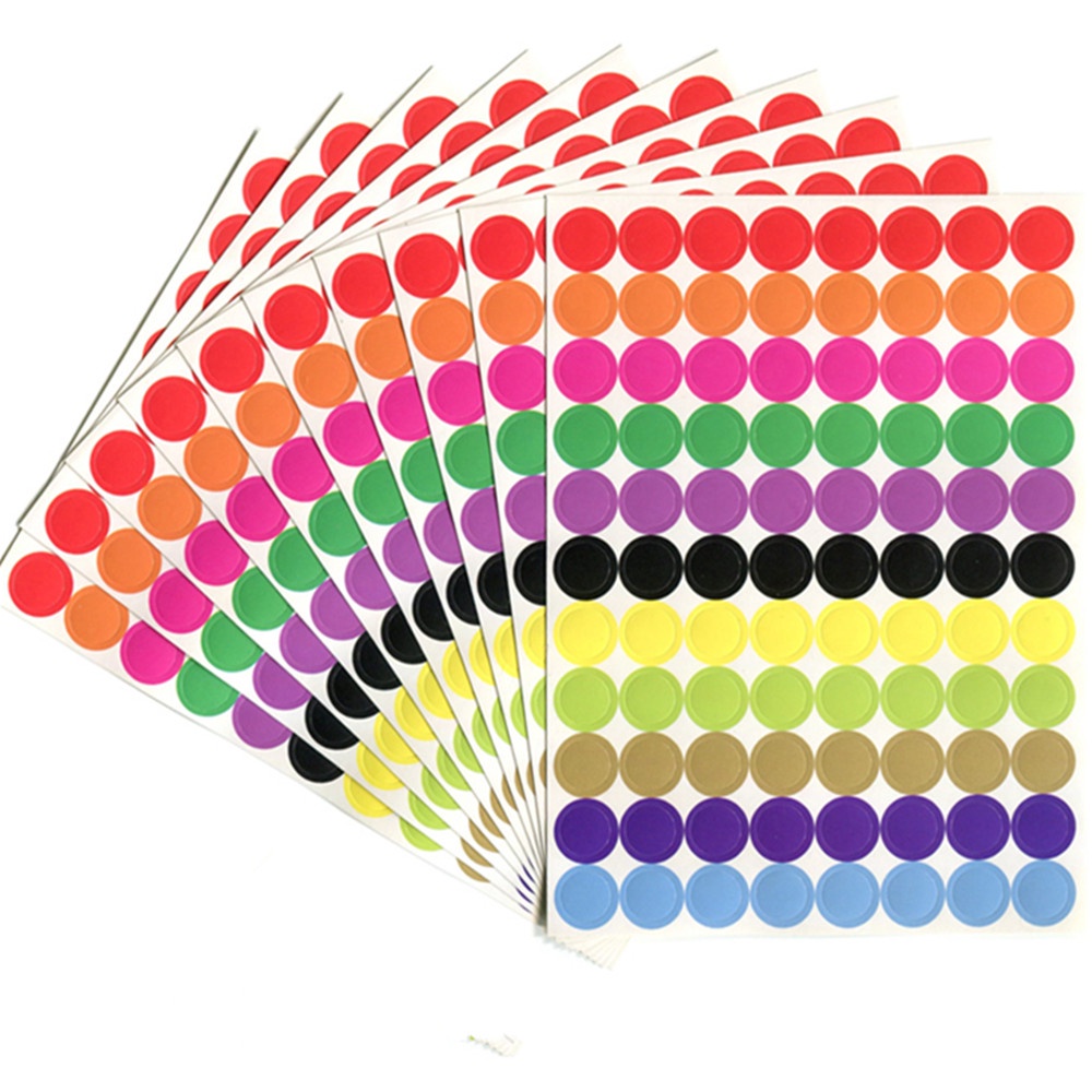880 ชิ้นรอบ Spot Circles ซีล Stiker ป้ายกระดาษ Coloured Dot สติกเกอร์กาวแพคเกจ Label Party ตกแต่ง