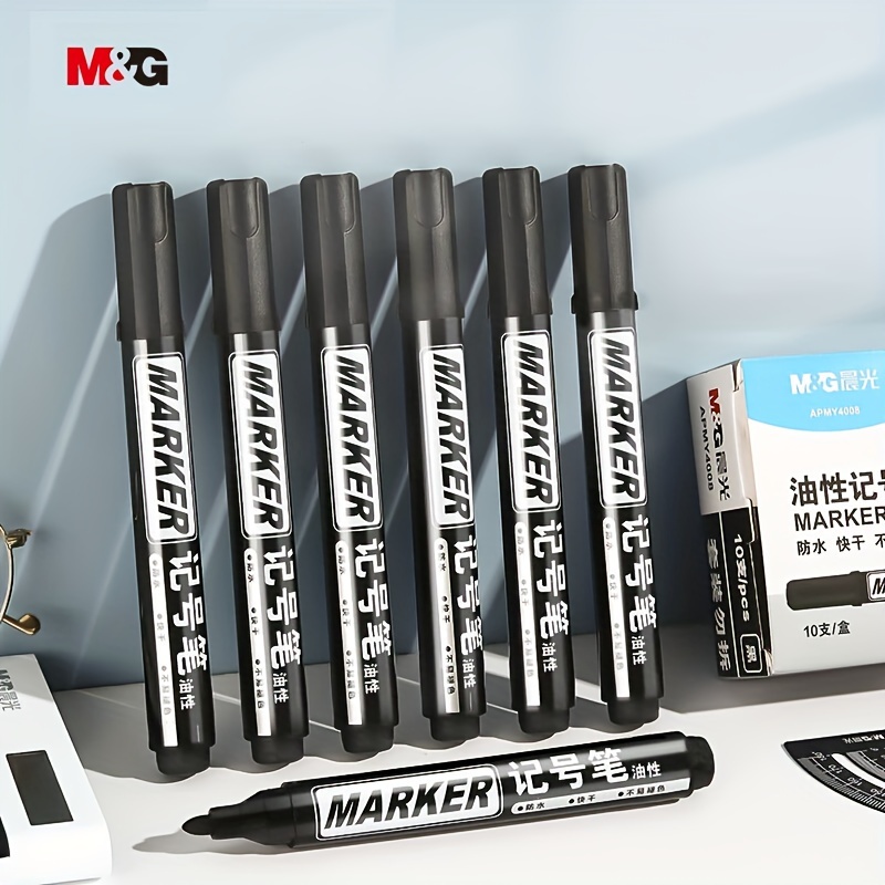 M&G เครื่องเขียน ปากกามาร์กเกอร์ หัวเดียว กันน้ํา แบบแห้งเร็ว สีดํา สําหรับสํานักงาน