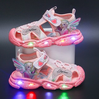 Girls sandals with lights 2023 summer new childrens sandals childrens baby princess beach shoes XZ47