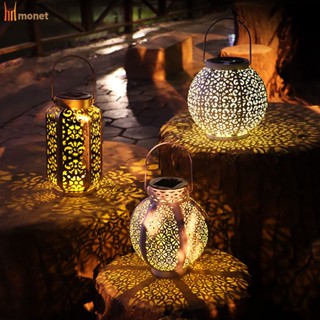 Retro ตกแต่งสวนกลางแจ้ง Solar Iron Art Projector Lamp Hollow Out โคมไฟสวนภูมิทัศน์ molisa