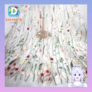 DIACHATH ผ้าลูกไม้ ปักลายดอกไม้ ผ้าตาข่ายโปร่ง หลากสี สําหรับเสื้อผ้า