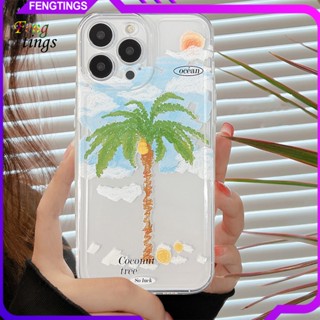 [Ft] เคสโทรศัพท์มือถือ ป้องกันกระแทก ลายต้นมะพร้าว ฤดูร้อน หลากสี สําหรับ iPhone 14 Pro Pro Max