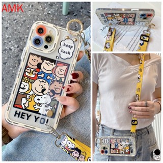 Amk เคสโทรศัพท์มือถือแบบใส กันกระแทก ลายการ์ตูนสนูปปี้น่ารัก พร้อมสายคล้องมือ สําหรับ Xiaomi Poco F5 X5 C40 F3 M3 M4 F4 X4 X3 NFC M5S M2 F2 Mi 11T 10T 12T 11 12 13 PRO GT LITE ultra 5G TSYWD