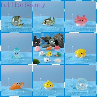 Fallforbeauty โมเดลเรซิ่น รูปสัตว์ทะเล ปลาทะเลน่ารัก เพ้นท์มือ ขนาดเล็ก สําหรับตกแต่งสวน DIY