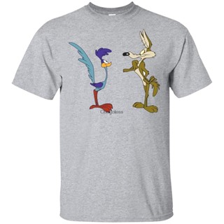 เสื้อยืด พิมพ์ลายการ์ตูนภาพยนตร์ Wile E Coyote And The Road Runner สําหรับผู้ชาย