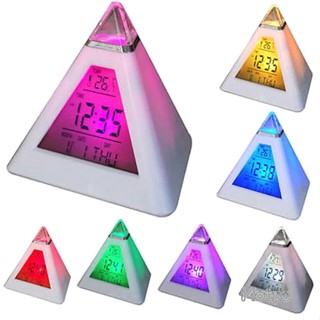 I4otpc นาฬิกาปลุกดิจิทัล Led ทรงพีระมิด เปลี่ยนสีตามอุณหภูมิ 7 สี