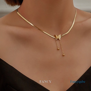 Fancy สร้อยคอโชคเกอร์ สเตนเลส จี้รูปผีเสื้อ งู สไตล์วินเทจ เครื่องประดับ สําหรับผู้หญิง