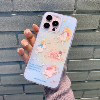 เคสโทรศัพท์มือถือแบบแข็ง ไล่โทนสีฟ้า ลายนางฟ้า สําหรับ iPhone 11 12 12Pro 12ProMax 13 13Pro 13ProMax 14 14Pro 14ProMax