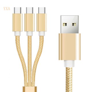 Yxa สายชาร์จ USB C 3 in 1 พร้อมปลั๊ก Type-C 3 ช่อง สําหรับโทรศัพท์มือถือ