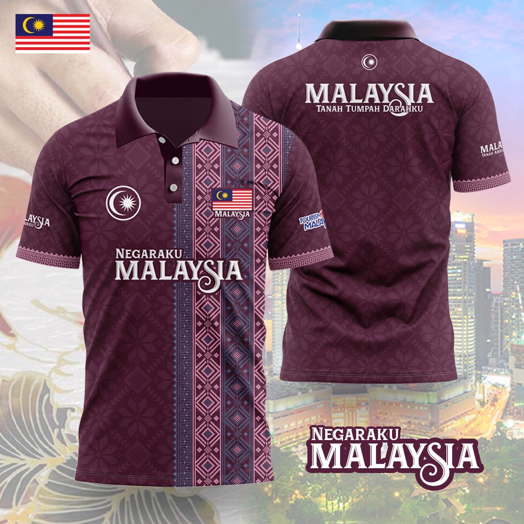 เสื้อโปโลแขนสั้นลําลอง คอปกโปโล สีม่วง สไตล์มาเลเซีย สําหรับผู้ชาย และผู้หญิง