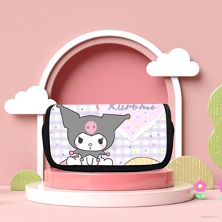 ใหม่ Sanrio Kuromi กระเป๋าเครื่องเขียน กระเป๋าดินสอ ปากกา มีซิป สองชั้น ลายการ์ตูนอนิเมะน่ารัก ความจุขนาดใหญ่ สําหรับนักเรียน