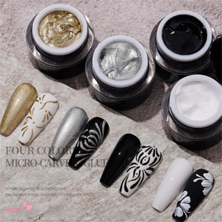 สีเจล Vendeeni Nail Art Micro-carving Glue 4-color Group Three-dimensional Embossed Glue Fine Glitter Luster Line Painting Glue Phototherapy Nail Polish Glue