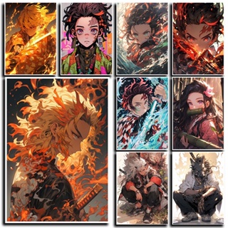 โปสเตอร์กระดาษคราฟท์ ลายการ์ตูนอนิเมะ Demon Slayer ยอดนิยม สไตล์ญี่ปุ่น