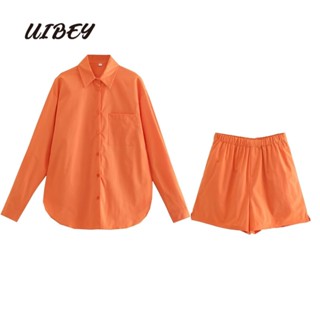 Uibey เสื้อเชิ้ตแฟชั่น อเนกประสงค์ + กางเกงขาสั้น 2702