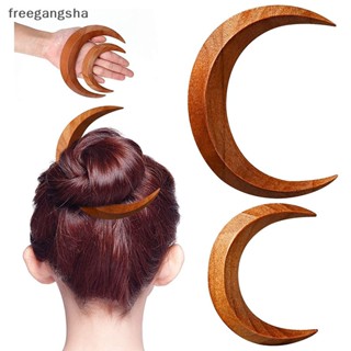 [FREG] Women Vintage Crescent Moon Hair Forks Hair Barrette Wood Hair Sticks Elegant Godness Fashion Hair Styling Accessories Tool FDH