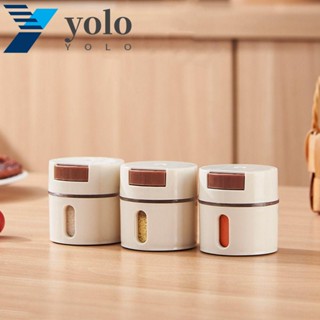 Yolo กล่องเครื่องปรุงพลาสติก แบบแม่เหล็ก มองเห็นได้ พร้อมสติกเกอร์กด สําหรับร้านอาหาร