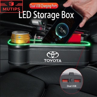 กล่องเก็บของ LED พร้อมช่องชาร์จ USB สําหรับรถยนต์ Toyota GR Cross bZ4X RAV4 Yaris Corolla Vios Fortuner CHR Camry