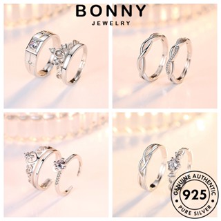 BONNY JEWELRY เงิน เครื่องประดับ เรียบง่าย มอยส์ซาไนท์ไดมอนด์ เครื่องประดับ ต้นฉบับ แท้ Silver เกาหลี คู่รัก แฟชั่น แหวน 925 M059