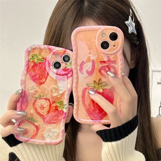 เคสโทรศัพท์มือถือแบบนิ่ม TPU กันกระแทก ลายสตรอเบอร์รี่ หรูหรา สําหรับ iPhone 13 Pro Max 11 12 14 Pro Max