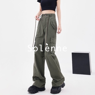 Solenne  กางเกงขายาว กางเกงยีสน์ผู้หญิง ทรงหลวม ๆ ตรง Retro Hip Hop Pants 2023 NEW Style ทันสมัย High quality Stylish คุณภาพสูง A20M06T 36Z230909