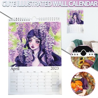 2023 Monthly Wall Calendar Illustrated for Home Office Hanging Decoration