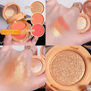 HUDAMOJI 3-in-1 Shimmer Blush &amp; Highlighter &amp; Eyeshadow All-in-one Palette 3-layer High Color Rendering Smooth and Easy To Apply แต่งหน้าพร้อม