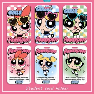 เคสพวงกุญแจ ป้องกัน ลายการ์ตูน The Powerpuff Girls น่ารัก พร้อมสายคล้อง สําหรับบัตรเครดิต บัตรรถบัส ออฟฟิศ [ZK]