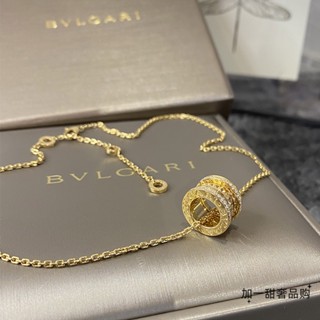 [พร้อมส่ง] Bvlgari Bvlgari B.ZERO1 สร้อยคอ จี้เพชร ขอบทอง ประดับเพชร แฟชั่นฤดูใบไม้ผลิ สําหรับผู้หญิง