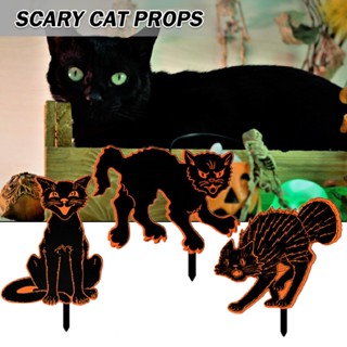 Halloween Cat Yard Signs with Stakes Scary Decoration for Yard Lawn Garden Decor