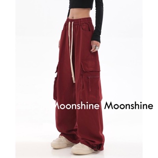 Moon  กางเกงขายาว คาร์โก้ กางเกง เชือกอเมริกันคลาสิค Cargo pants 2023 NEW 071710 Korean Style สบาย สไตล์เกาหลี สวยงาม TN220174 36Z230909