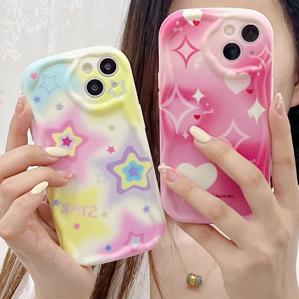 NY| เคส สำหรับ Vivo V9 Youth V15 V20 V23 V23E V25 V25E V27 V27E V29 Lite Soft Cream Colorful Bling Star Love Case