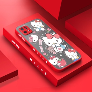 สําหรับ OPPO A16K A16E เคสการ์ตูน Hello Kitty รูปแบบ บาง ด้าน สี่เหลี่ยม ขอบ ดีไซน์ใหม่ กันกระแทก ฝ้า ใส เคสโทรศัพท์แข็ง