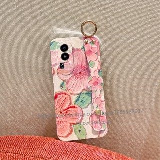 เคสโทรศัพท์มือถือแบบนิ่ม ลายดอกไม้ ประดับพลอยเทียม พร้อมสายคล้องข้อมือ ขาตั้งวาง สําหรับ OPPO Reno10 Pro+ Plus 5G Reno 10 Reno10Pro+ OPPO A78 NFC 4G 2023