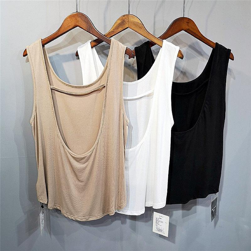【Vest Oversize】เสื้อยืดแขนกุด เปิดหลัง ทรงหลวม พลัสไซซ์ เซ็กซี่ แฟชั่นสไตล์เกาหลี (40-150 กก.)
