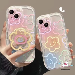 เคสโทรศัพท์มือถือ แบบนิ่ม ลายดอกไม้ หน้ายิ้ม 3D ขอบโค้ง พร้อมขาตั้ง สําหรับ Infinix Hot 11 12 30i 10 8 20 9 30 Play Smart 5 7 6 6Plus Note 12 G96 Hot 8 9 10Lite