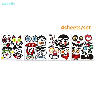 Sweetiy สติกเกอร์ ลายฟักทองผี มีกาวในตัว สําหรับตกแต่งปาร์ตี้ฮาโลวีน 4 แผ่น