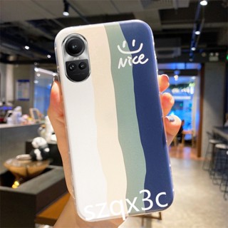 เคสโทรศัพท์มือถือ ซิลิโคนนิ่ม TPU ลายหน้ายิ้ม ลายทาง หลากสี สําหรับ OPPO Reno 10 Pro+ Plus 10 8T 8Z 8 Pro 5G 4G A98 A78 A77 A57 A17 A17K 2023 RENO10 Pro+