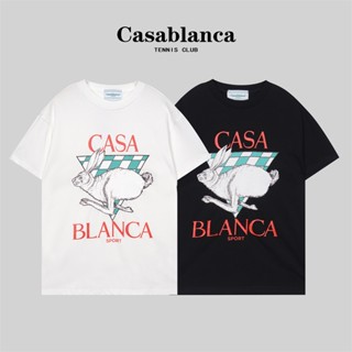 ขายดีที่สุด Casa55bl1anca เสื้อยืดแขนสั้น ผ้าฝ้าย พิมพ์ลายกระต่าย ตัวอักษร พลัสไซซ์ สําหรับผู้ชาย และผู้หญิง