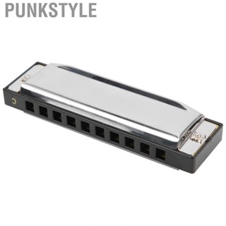 Punkstyle 20‑Tone Harmonica  with Case Blowing Musical Instrument 10‑Hole C Key Professional Fine Polishing for Beginers Adults