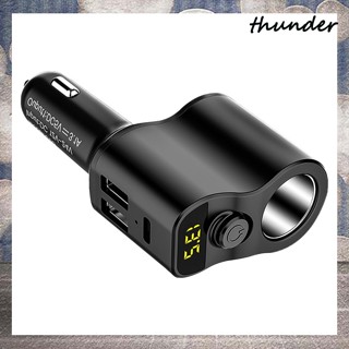 Thunder อะแดปเตอร์ซ็อกเก็ตที่จุดบุหรี่ 2 USB 1PD พอร์ต 12V 24V สําหรับรถยนต์