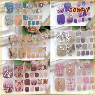 Rowans สติกเกอร์ติดเล็บปลอม กันน้ํา ลายทาง เพื่อสุขภาพ 22 ชิ้น ต่อแผ่น