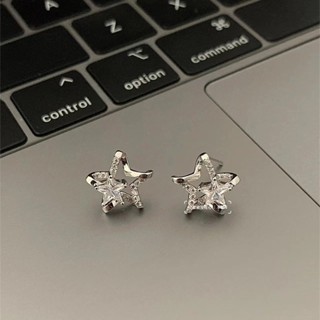 Diamond Studded Star Earrings for Girls New Ins Niche Hollowed Out Personality Sweet Cool Style Earrings Summer Fashion Alloy Earrings