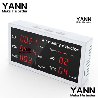 YANN1 เครื่องตรวจจับคุณภาพอากาศ CO2 แบบพกพา สีขาว 5-In-1 สําหรับ CO CO2 HCHO AQI TVOC