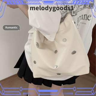 MELODYGOODS1 กระเป๋าสะพายไหล่ กระเป๋าถือ แบบหนัง ทรงโท้ท ขนาดใหญ่ จุของได้เยอะ แต่งสายโซ่คล้อง แฟชั่นฤดูร้อน สําหรับสตรี