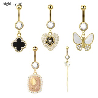 [highbuying] ทอง สเตนเลส หน้าท้อง แหวนปุ่ม เซ็กซี่ เรียบง่าย โอปอล มุก เพชร ฝังสะดือ เล็บ สําหรับผู้หญิง เครื่องประดับร่างกาย ใหม่ พร้อมส่ง